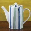 Retro Tea Pot - Blue & Green Stripes