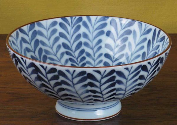 Ferns Blue and White Rice Bowl